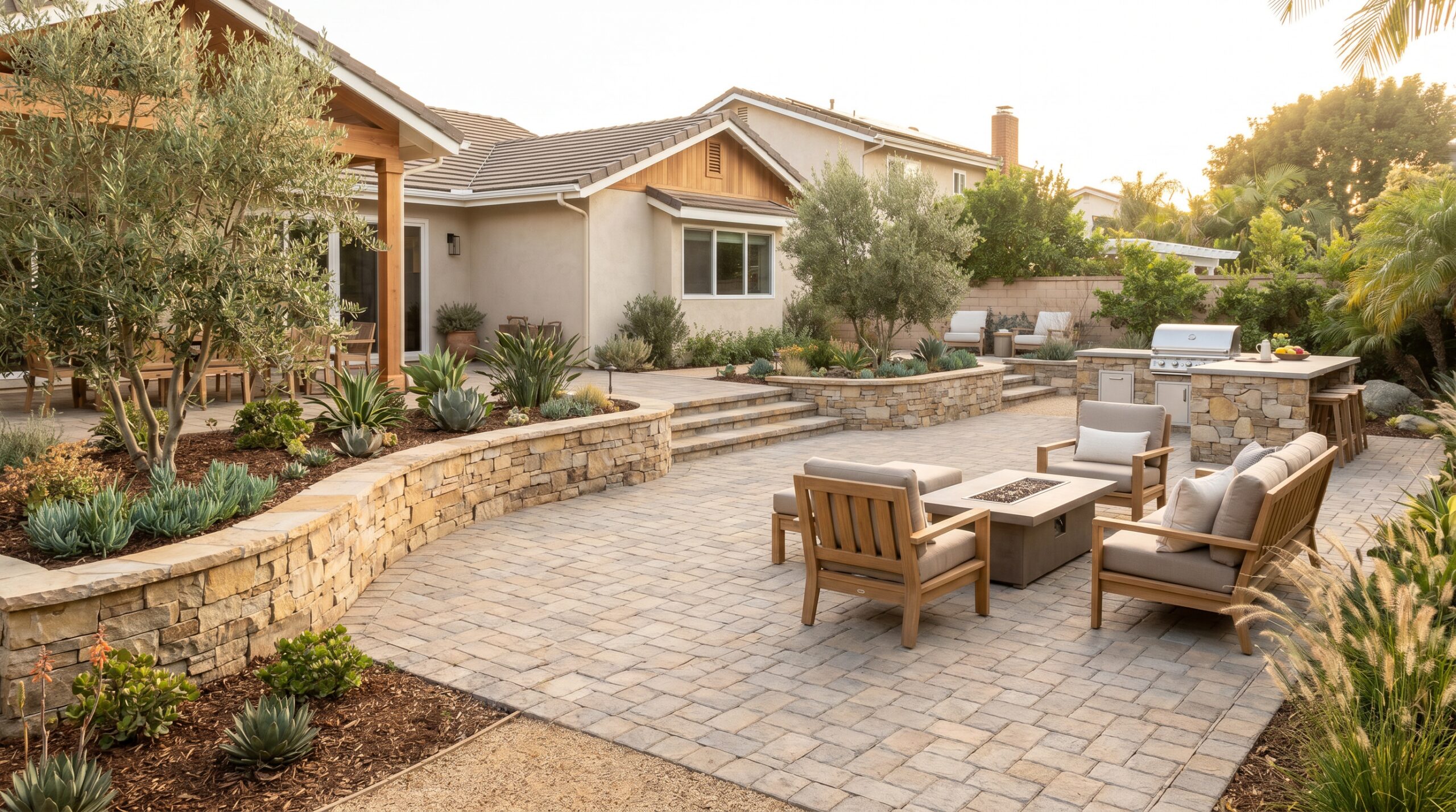 Backyard remodeling and hardscape project in Riverside County